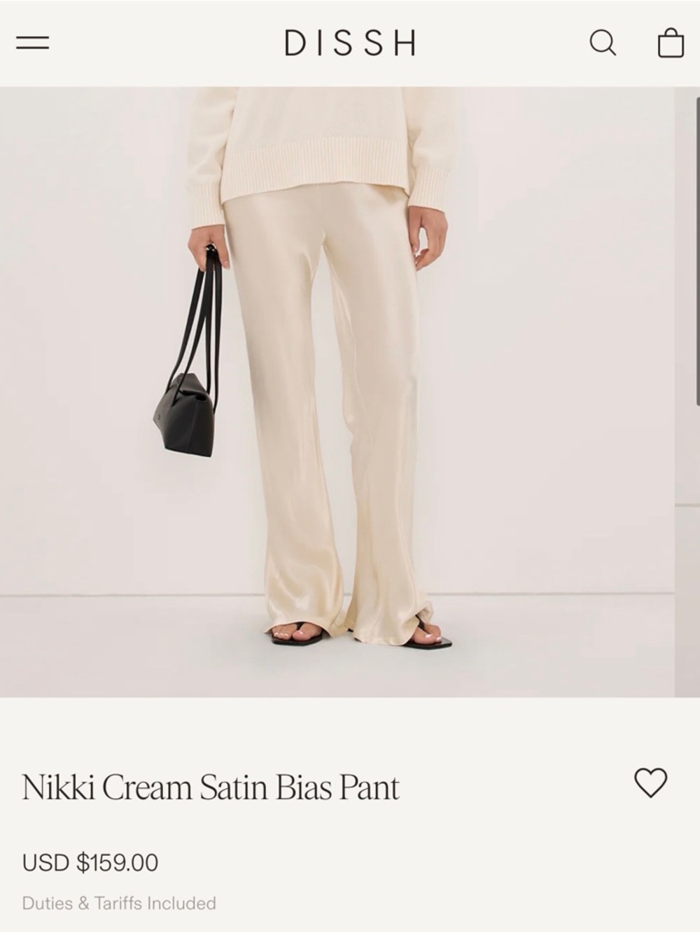 DISSH Cream Satin Wide-Leg Flare Pants